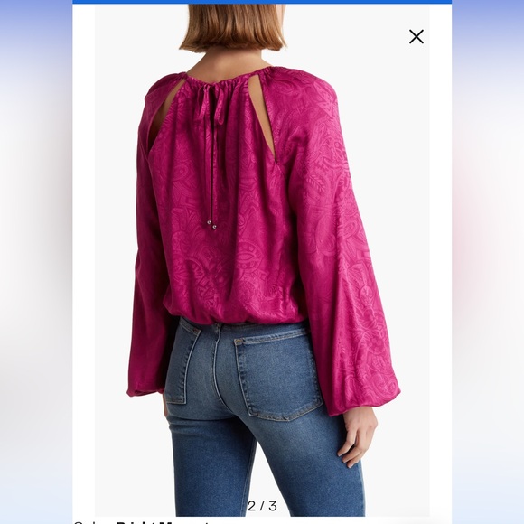 NWT Veronica beard Sionne Paisley Print Long Puff Sleeve Silk Blend Top Sz 4 #A1 - Picture 2 of 6